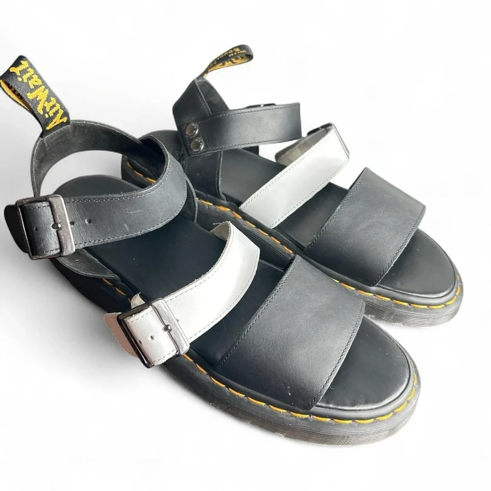 Dr. Martens Men’s Gryphon Black and White Leather Strap Sandals size 12